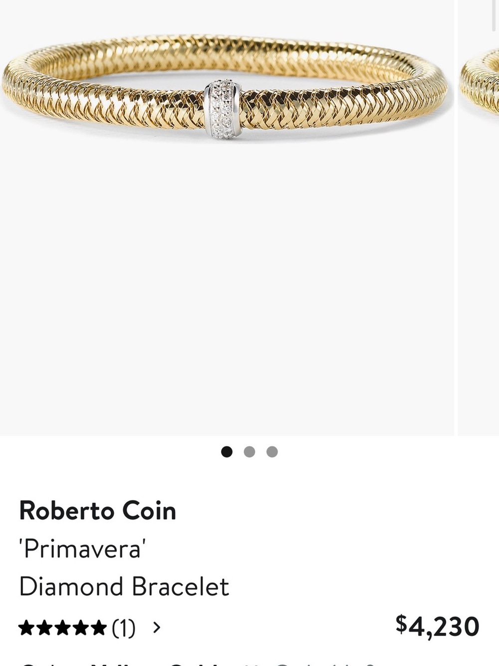 Roberto Coin Primavera Yellow Gold Diamond Station Flex Bracelet-price firm - Picture 6 of 7